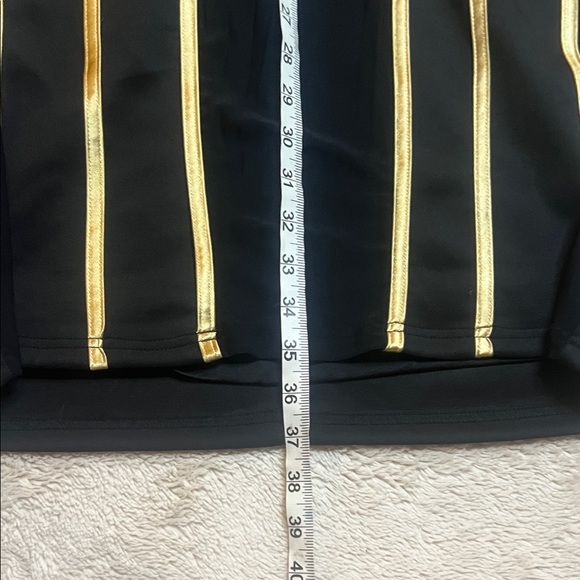 Sexy Black Dress with Sheer & Gold Accents sz 2X with stretch - Picture 10 of 15